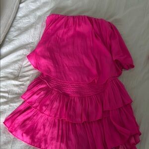 AKIRA Pink Ruffled Strapless Sundress